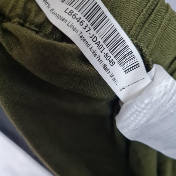 Quince Linen Pants Womens Large Martini Olive Tapered Ankle Pull On Casual - Picture 16 of 16